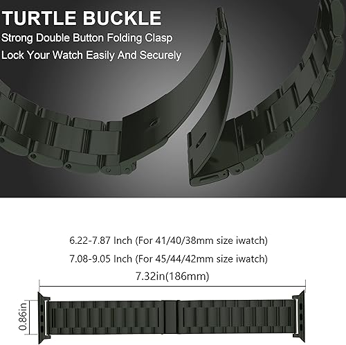 Vista 26 de EPULY - Correa de acero inoxidable, ejecutiva compatible con Apple Watch (iWatch) de 1.93, 1.77, 1.73, 1.65, 1.61, 1.57 y 1.50 pulgadas, unisex