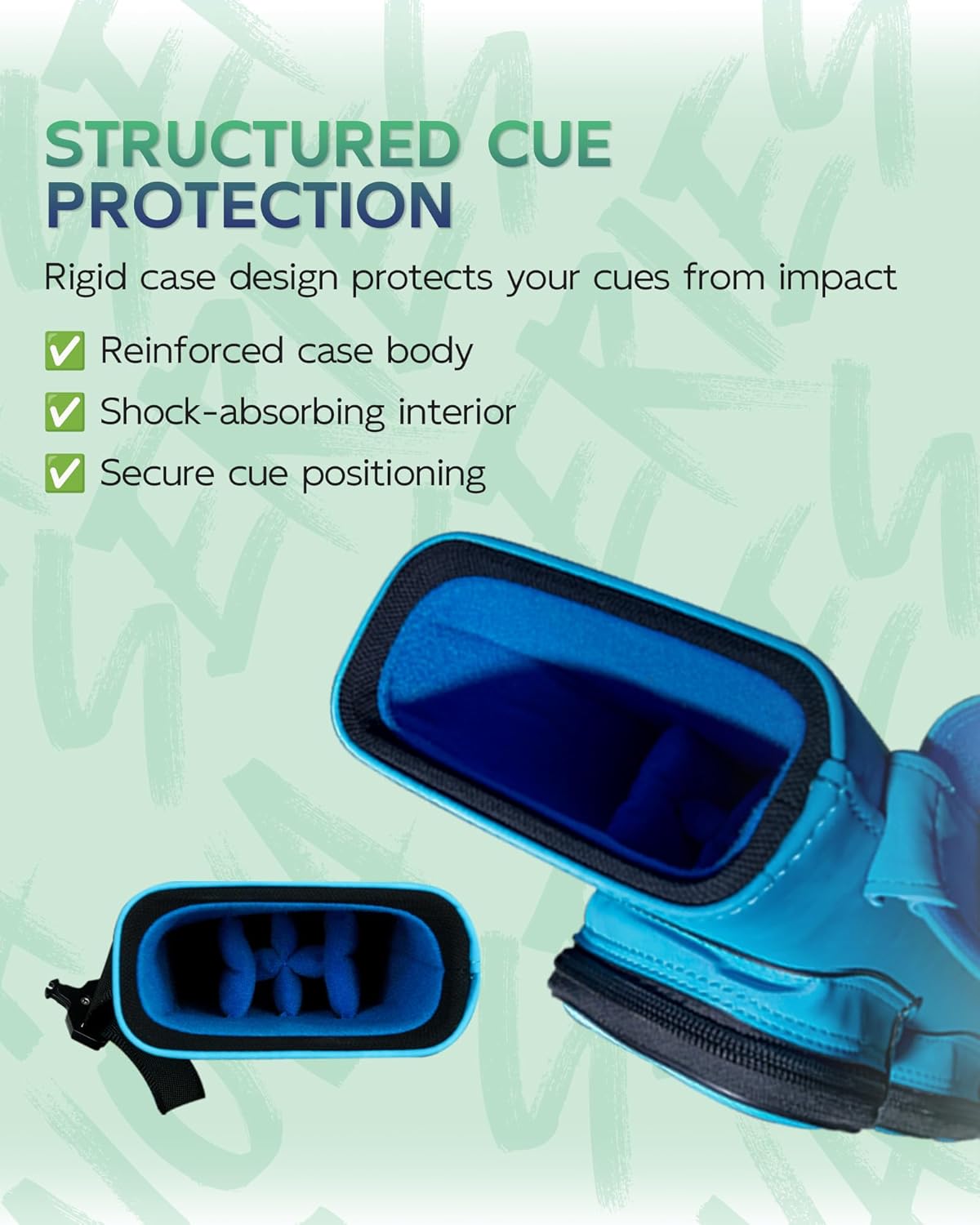 KONLLEN Pool Cue Case 2x4 Hard Pool Stick Case with Multi-pocket Holds 2 Butts 4 Shafts Billiards Cue Bag with Adjustable Shoulder Straps for Adults