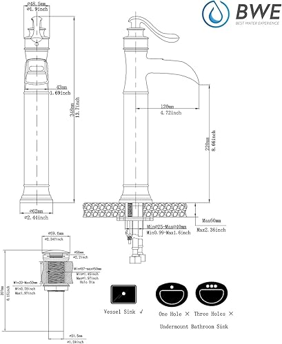 Miniatura 6 de Eyekepper grifo de baño, control único, modelo rústico clásico, acabado en cobre antiguo, 6080-NEW