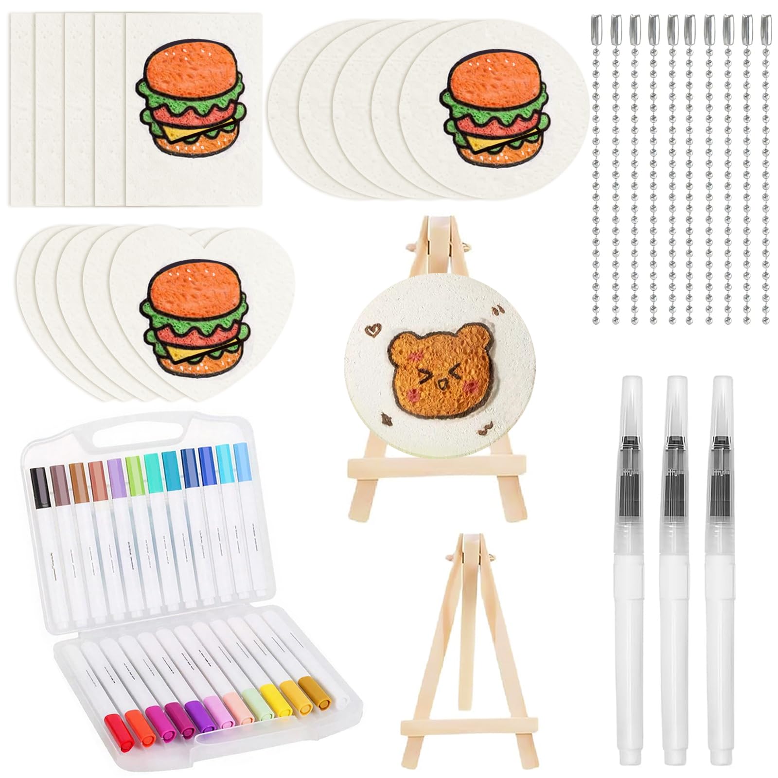 iuiiaii 41pcs Magic Foam Texture Painting Kit, Magic Texture Painting Kit DIY Foaming Pens Puffy Art Set