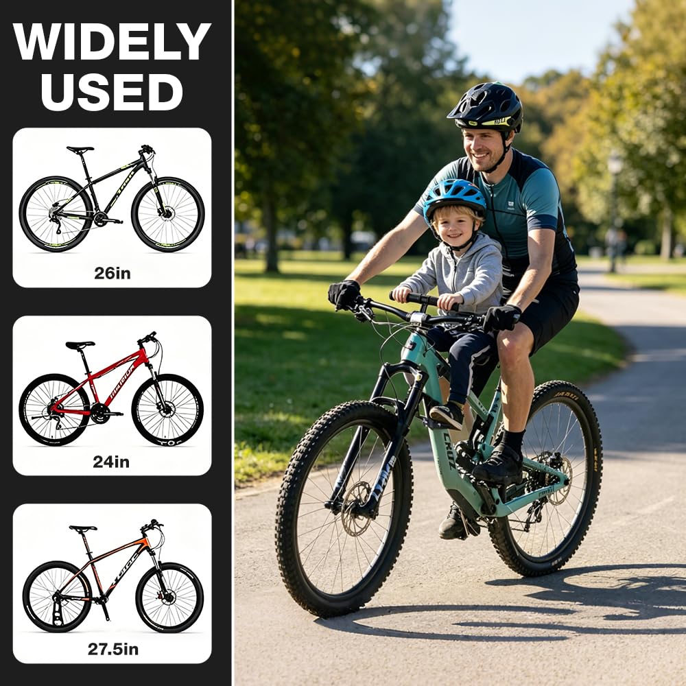 Seggiolino Bici Anteriore, Seggiolino Anteriore Bici Bambini Pieghevole con Manubrio e Pedale, Seggiolino per Bici Anteriore Mountain Bike Portatile Amovibile per Bambini da 2 a 6 Anni