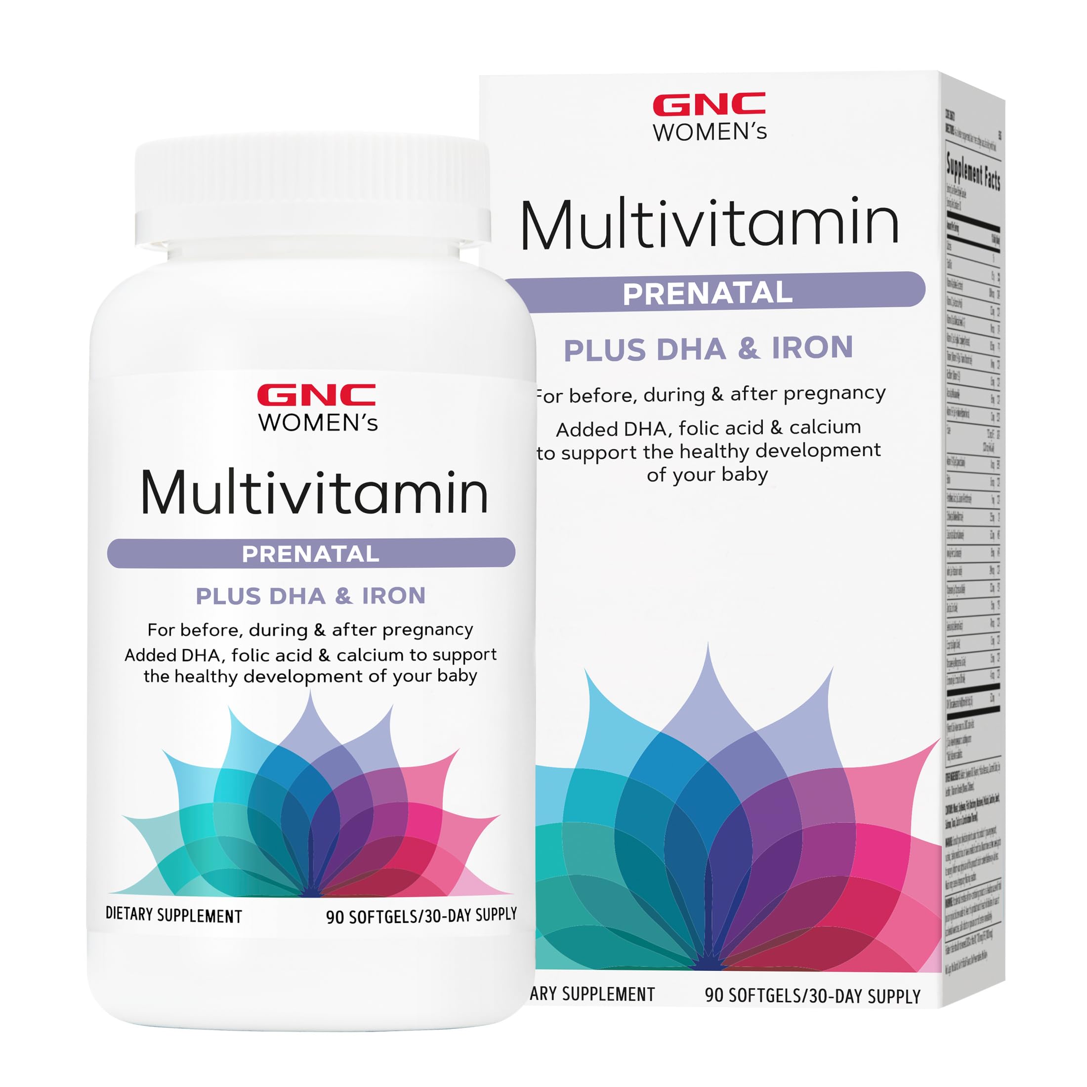 GNC Multivitamínico pré-natal feminino com DHA e ferro, 90 cápsulas gelatinosas