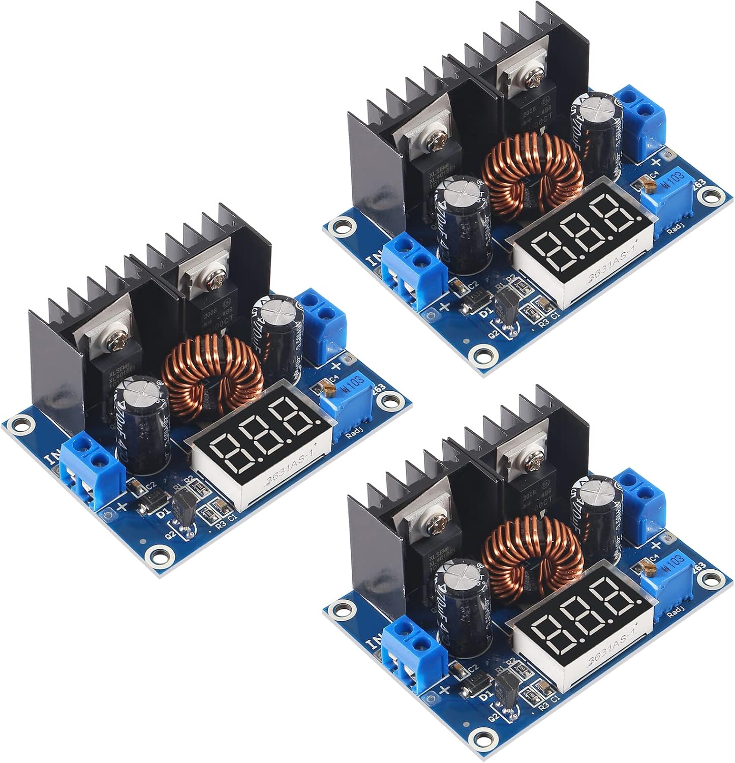 3Pcs XL4016 XL4016E1 Voltage Regulator Module DC 4-40V 8A Step-Down Regulator Buck Converter Digital PWM Adjustable with LED Display