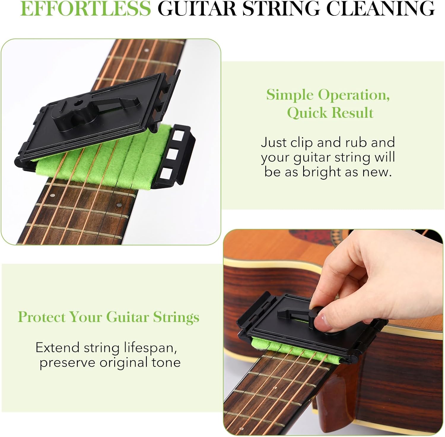 3 Pack Guitar Cleaner Clean Fretboard Cloth Tool Scrubber for Cleaning Maintenance Care Kit for Acoustic Electric Bass Ukulele and Other Stringed Instruments