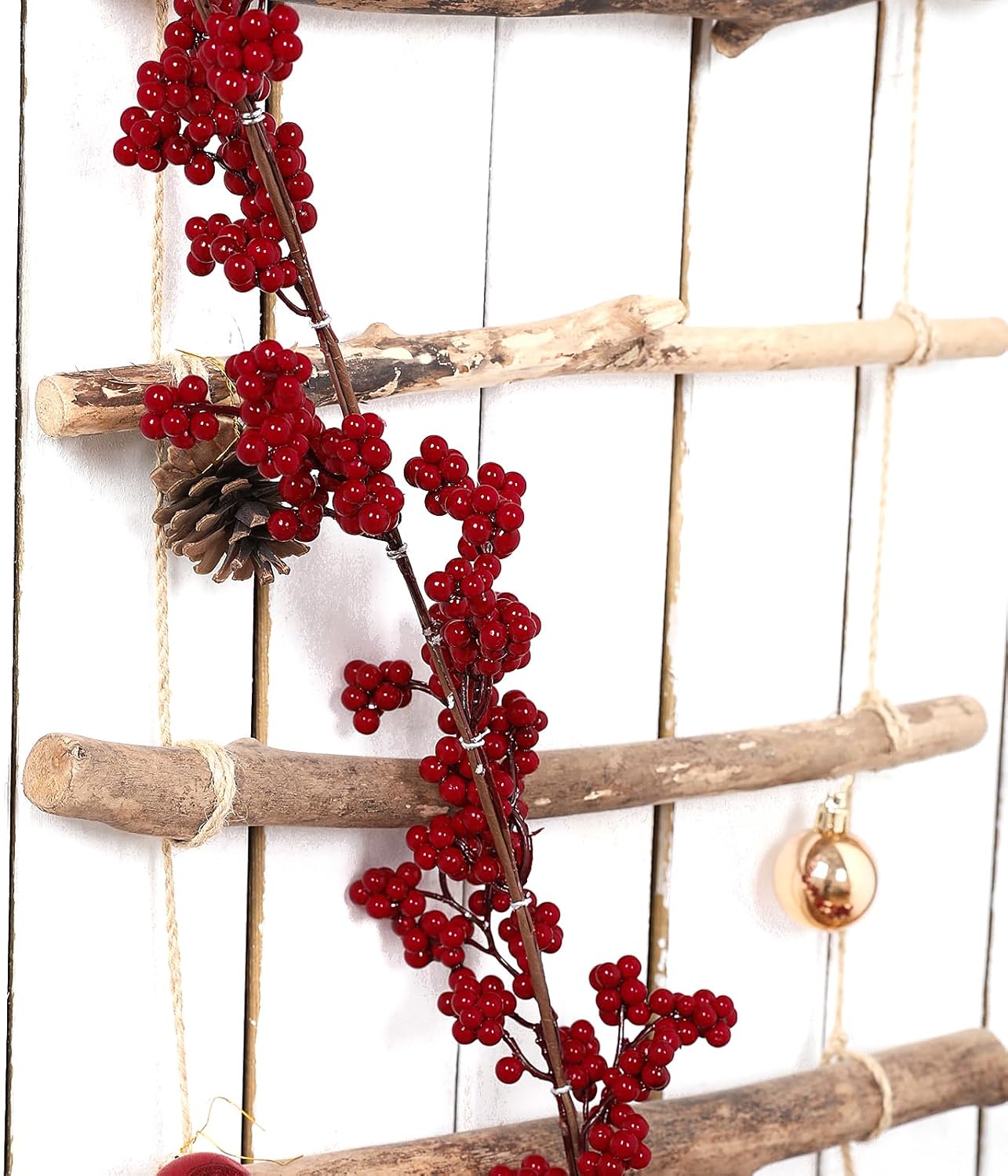 Christmas Red Pip Berry Garland, Artificial Red and Burgundy Berry Garland Decor for Winter Christmas Happy New Year Indoor Outdoor Home Fireplace Table Decorations(Mini Berry)-2PCS - Image 5