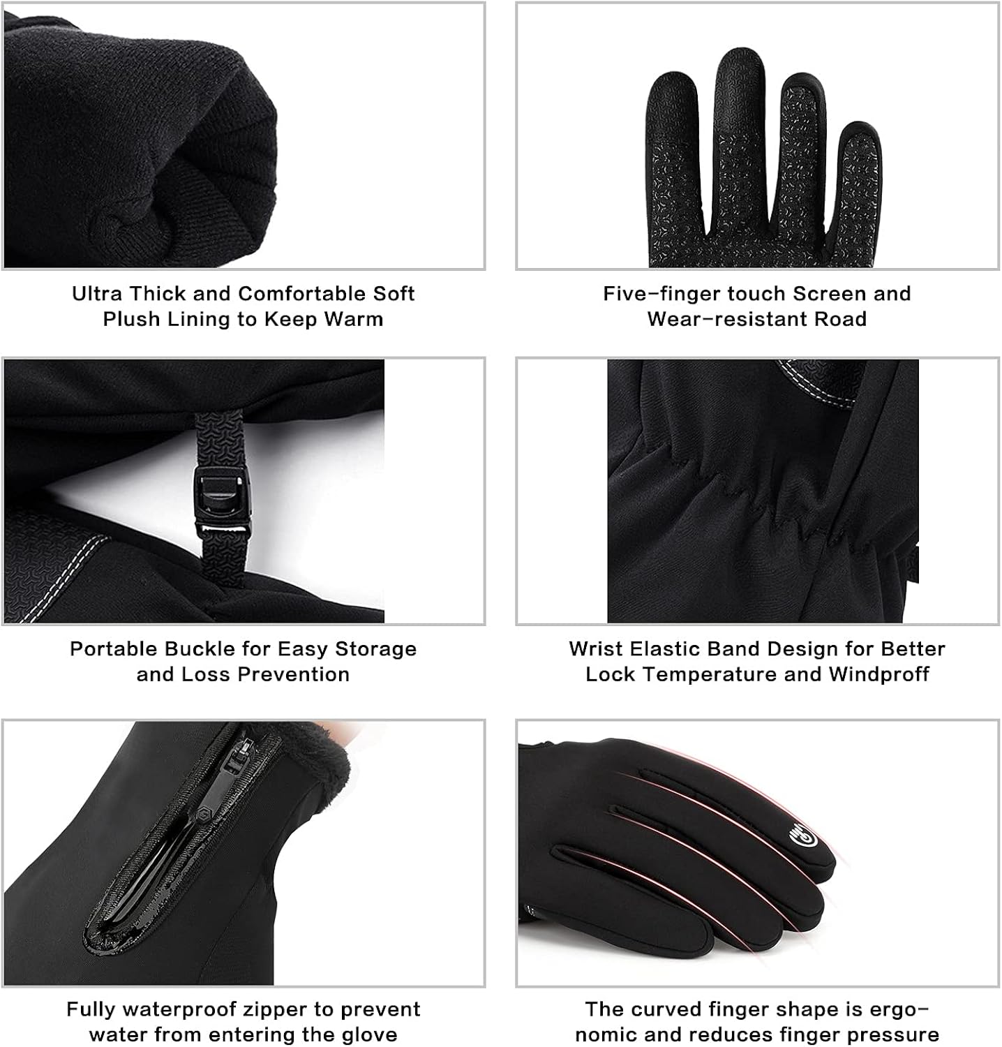 Jeniulet Mens Winter Gloves -30℉ Thick Warm 100% Fully Waterproof Touch Screen Anti-Slip Fullfinger Gloves : Clothing, Shoes & Jewelry