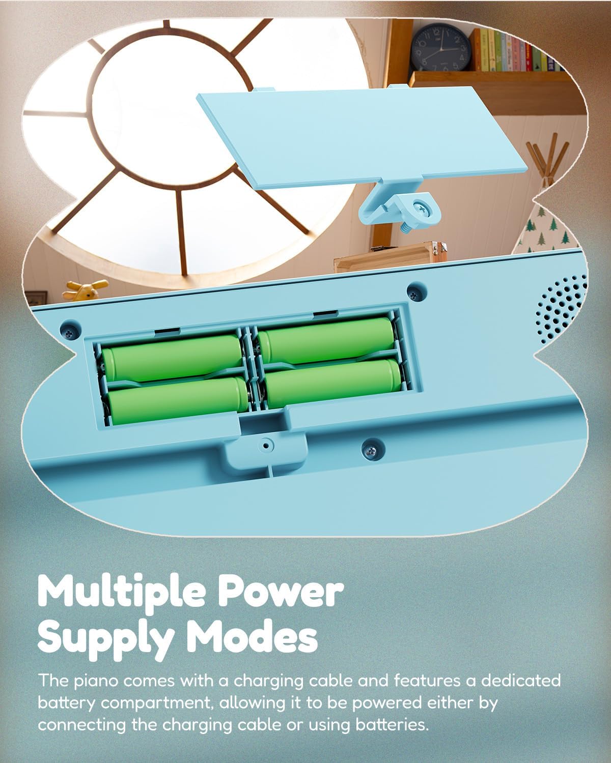 Kids Piano Keyboard, 32 Keys Digital Piano for Kids, Music Educational Instrument for Beginner, Mini Wood Keyboard Piano for Toddler, Light Blue - Image 9