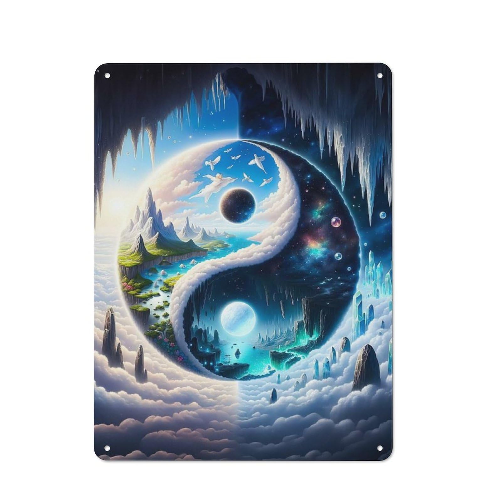 Rustic Iceland Yin And Yang Country Metal Sign 40x30cm, Cottage Wall Art for Dining Room, Cafe, Entryway Or Family Room