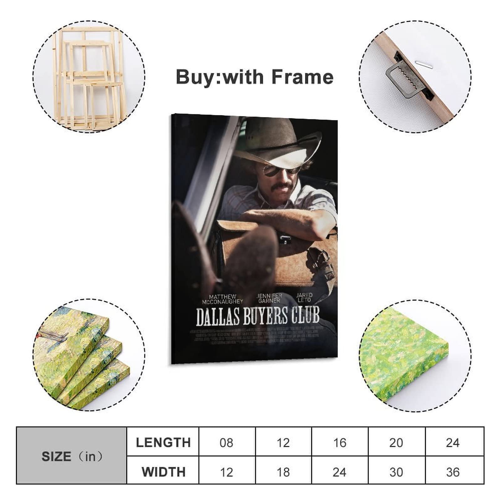 Poster di film commedia drammatica di Dallas Buyers Club, dipinto decorativo su tela, per soggiorno, camera da letto, 40 x 60 cm