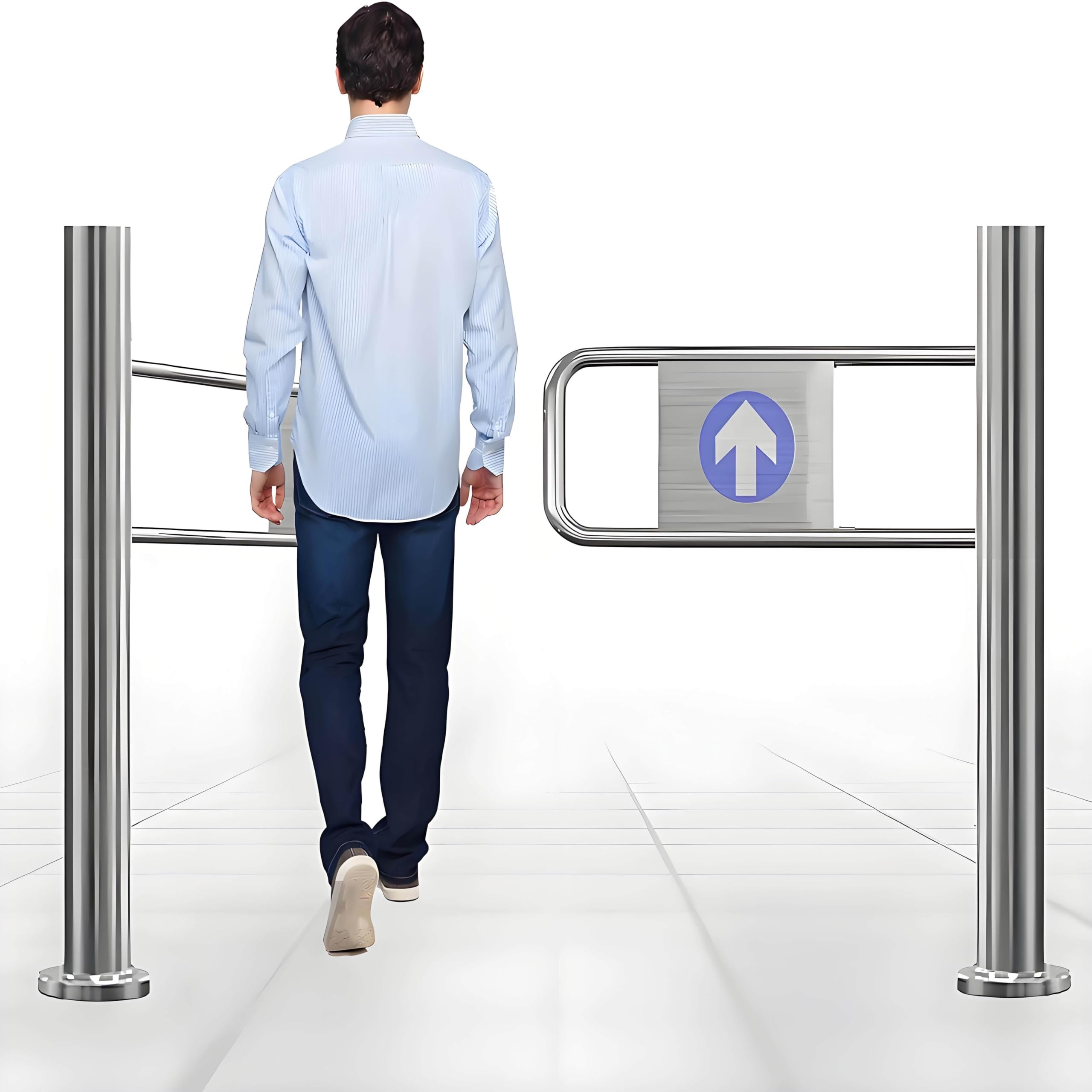 Cancello a Battente con Chiusura Automatica in Acciaio Inossidabile - Cancello di Sicurezza pedonale in Metallo per corridoio, Magazzino, Biblioteca - Design a 1 Via, Sinistra/DEST
