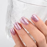 Vista 4 de Imtiti Esmalte de uñas de gel, 1 unidad de 0.5 onzas líquidas, esmalte de uñas de gel rosa transparente colorido con purpurina, esmalte de uñas