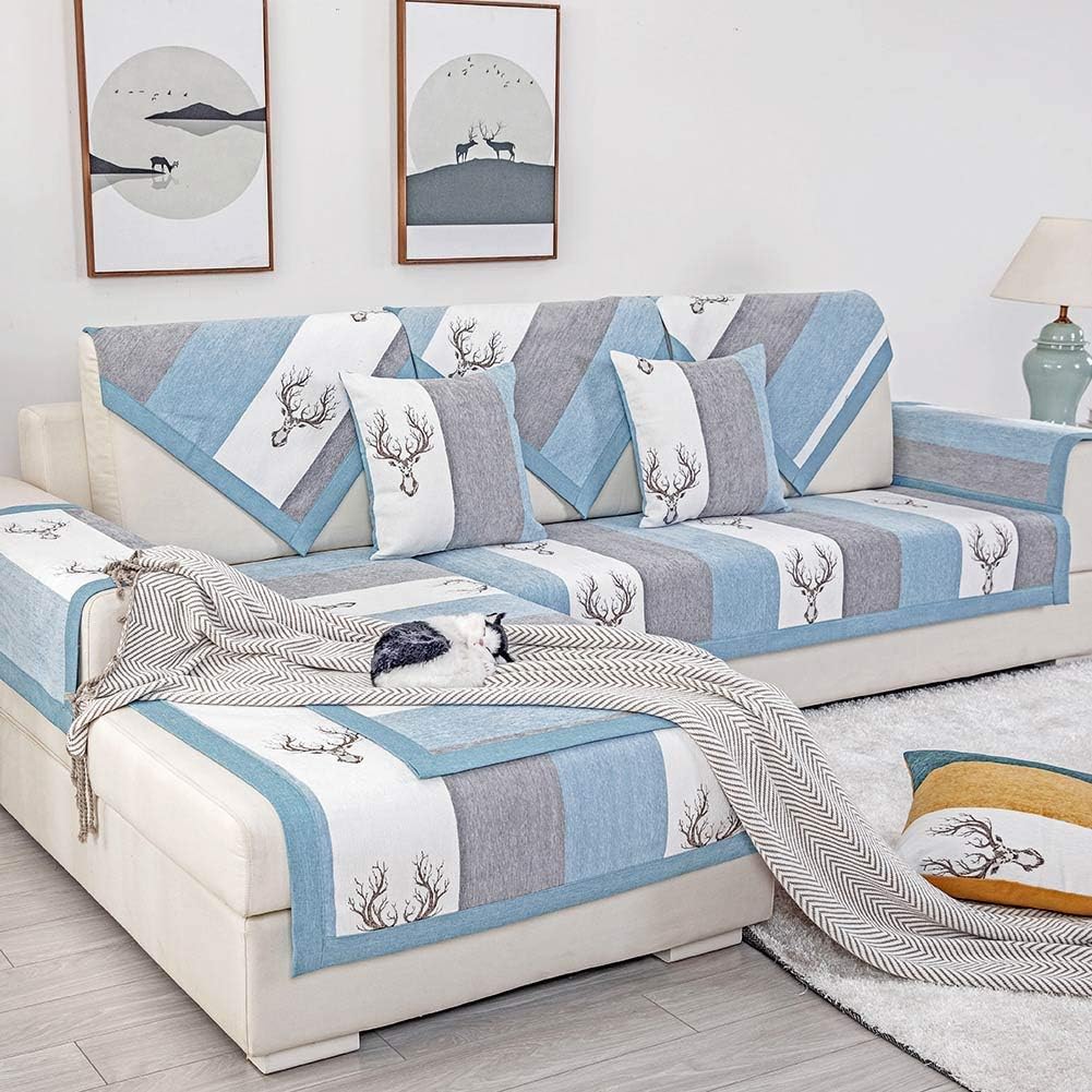 Deep Dream Sectional Sofa Covers, Chenille Sofa Slipcover