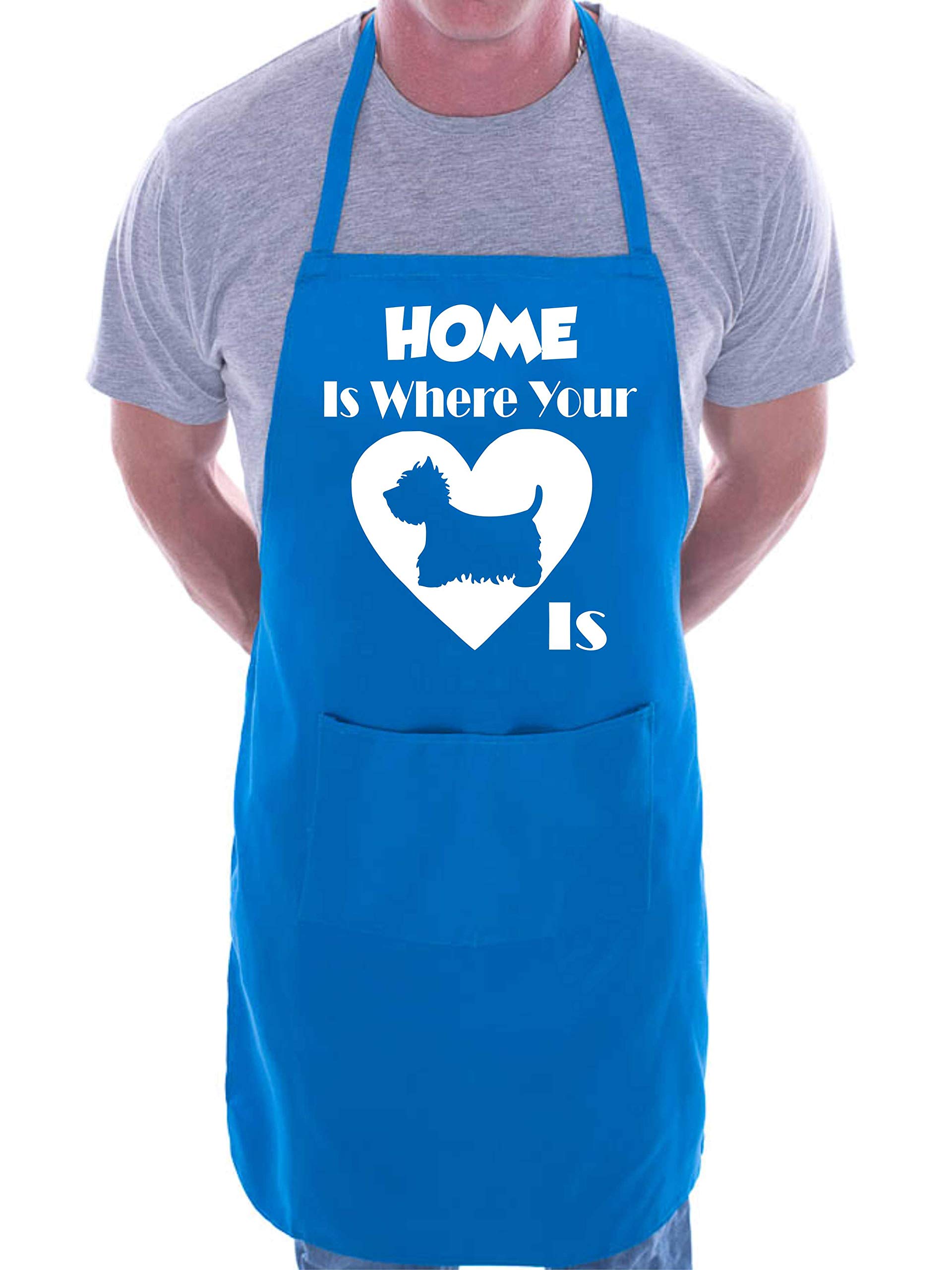 Print4u Women's Blue Home Is Where Your Westie Is Apron Cooking Novelty Bbq Gag Gift Present For Dog Lover Mens