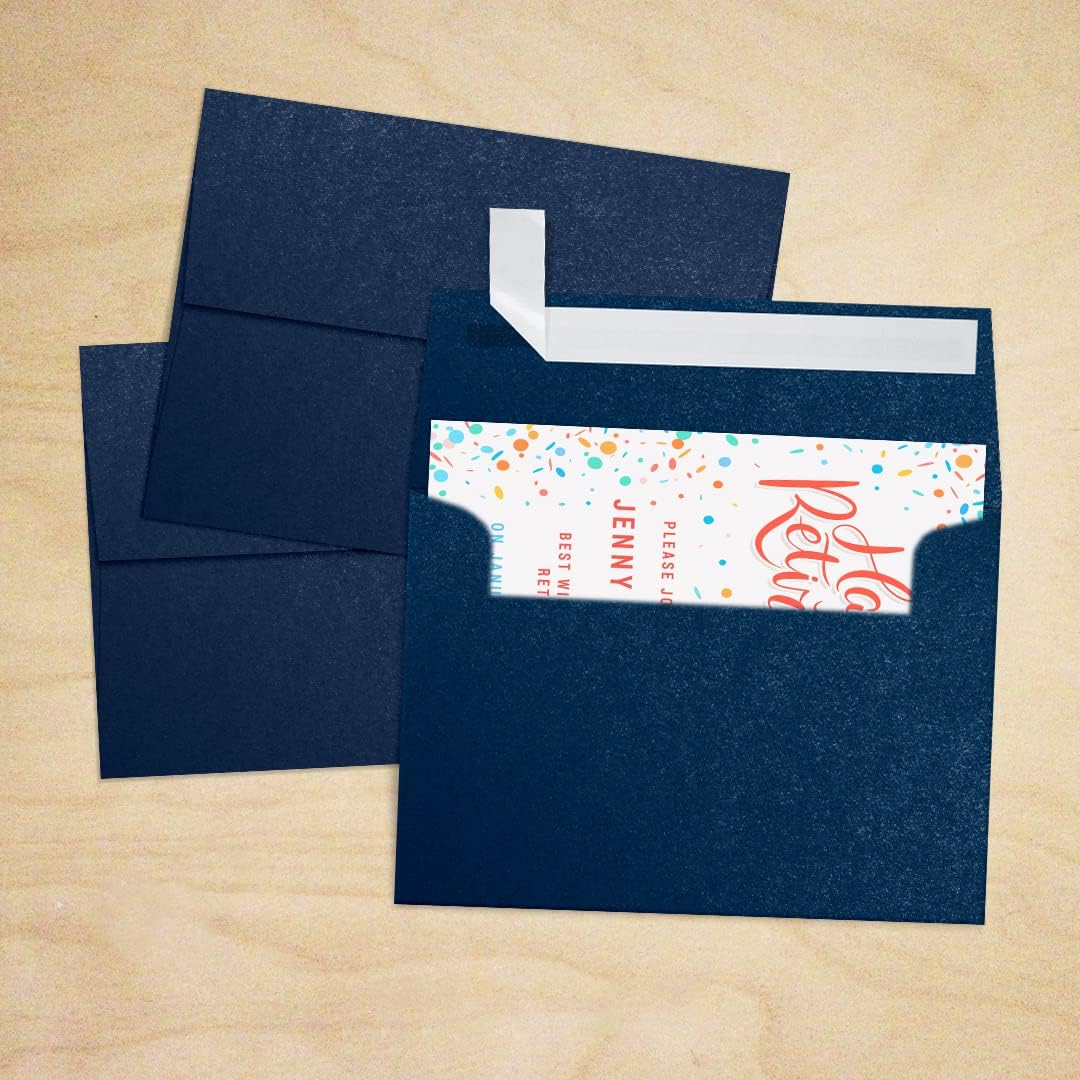 LUXPaper A7 Invitation Envelopes | Peel & Press | 5 1/4" x 7 1/4" | Lapis Metallic - Stardream | 81lb. Text | 50 Qty