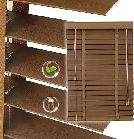 2" Slats Wood Blinds for Indoor Windows, Custom Wood Window Blinds, Wooden Venetian Horizontal Blinds & Shades for Indoor Windows, Office, Living Room, Bedroom