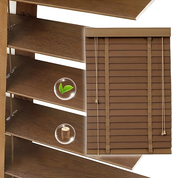 2" Slats Wood Blinds for Indoor Windows, Custom Wood Window Blinds, Wooden Venetian Horizontal Blinds & Shades for Indoor Windows, Office, Living Room, Bedroom