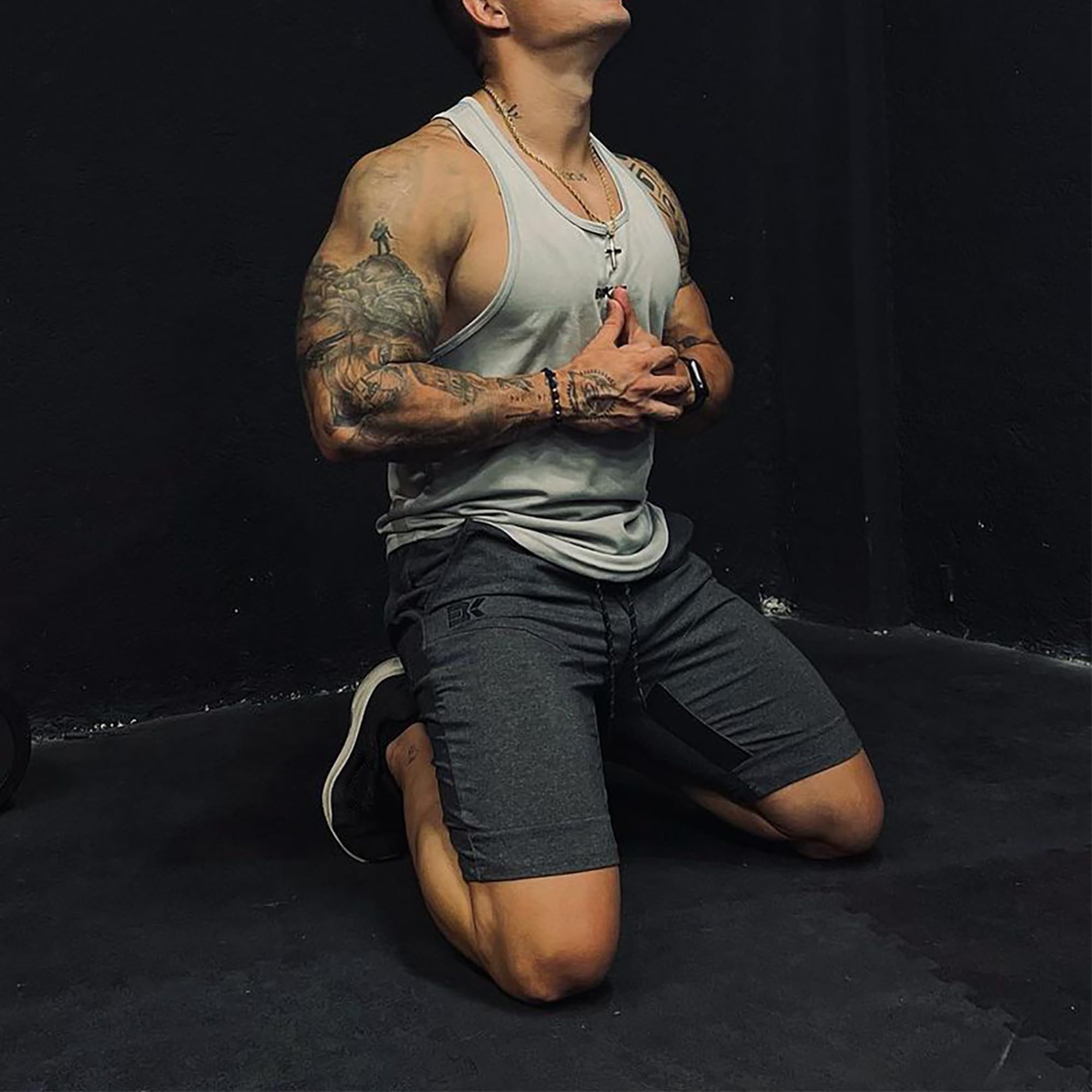 BROKIG Gym Shorts Herren Baumwolle Fitness Kurze Hose | Sporthose Herren Kurz mit Reißverschlusstasche, atmungsaktiv Laufshorts herren, Trainingsshorts herren