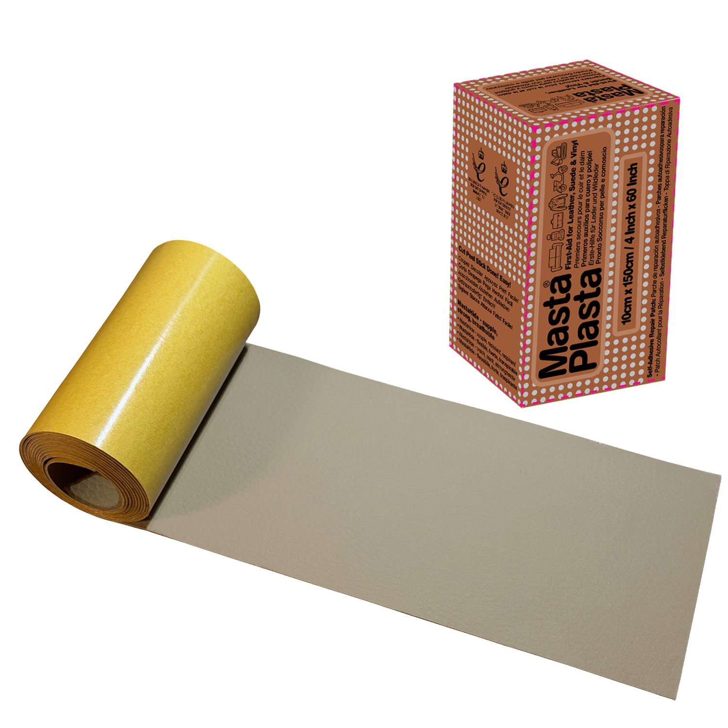 MastaPlasta The Original All-in-One Leather Repair Kit Self Adhesive Leather Repair Patch for Sofas - Beige 150 x 10 cm (60 x 4in). Easy Upholstery-Quality Leather Repair for Car Seats & DIY