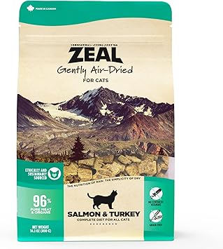 ZEAL Canada Air-Dried Salmon & Turkey Recipe for Cats - Superfood Omega-3 Rich, Dual-Protein, Grain Free, No Fillers, Complete Nutrition Salmon & Turkey, 14.1 oz