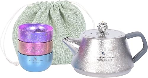 Boundless Voyage Tetera de titanio, tetera de café con filtro, ligera, de una sola capa, hervidor de agua para estufa Ti3115D