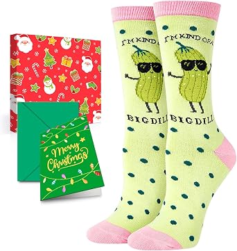 Funny Pickle Socks for Women - Cute Novelty Crew Socks, Funky Animal & Food Gifts