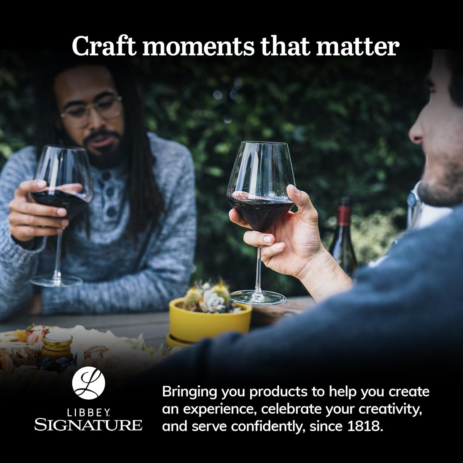 Libbey Signature Greenwich Wine Glass Gift Set, 24 Oz Angular Red Wine Glasses Set of 4 with Pulled Stem, Stemware Glasses for Cocktails, and More