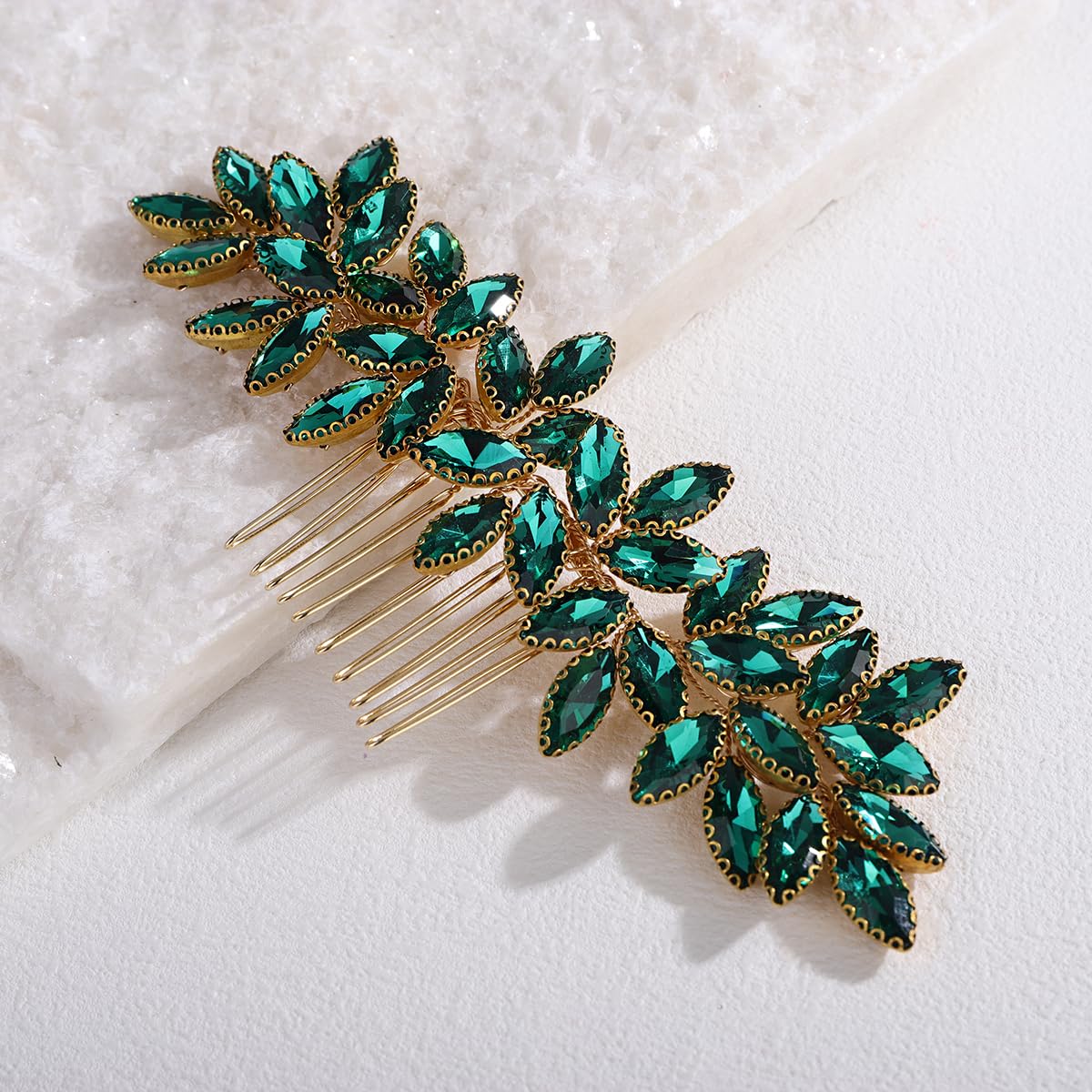 Xerling Brides Black Rhinestone Hair Comb Bridal Wedding Hair Piece Accessories Handmade Women Head Jewelry Multi-color Prom Side Comb (Gold Black)