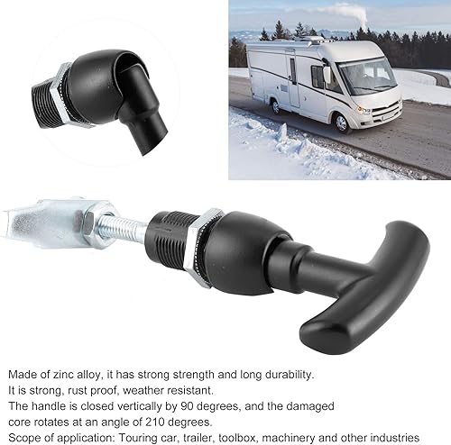 Miniatura 3 de Kit de cerradura de puerta, cerradura de manija en T, aleación de zinc, caja de herramientas de bloqueo en forma de T, accesorio automático para