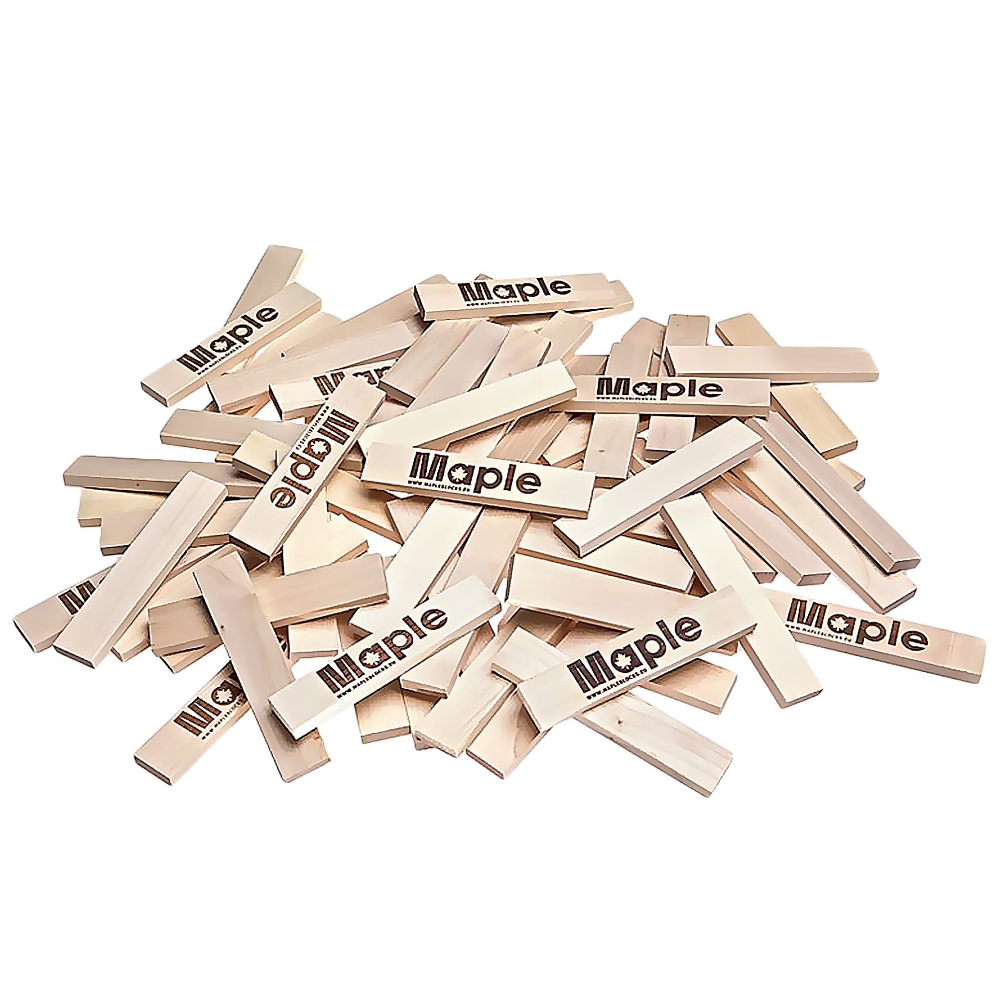 Maple 400 Holzbausteine mit Seesack Natur Bausteine Bauklötze Holzplättchen rechteckig im Stoffbeutel