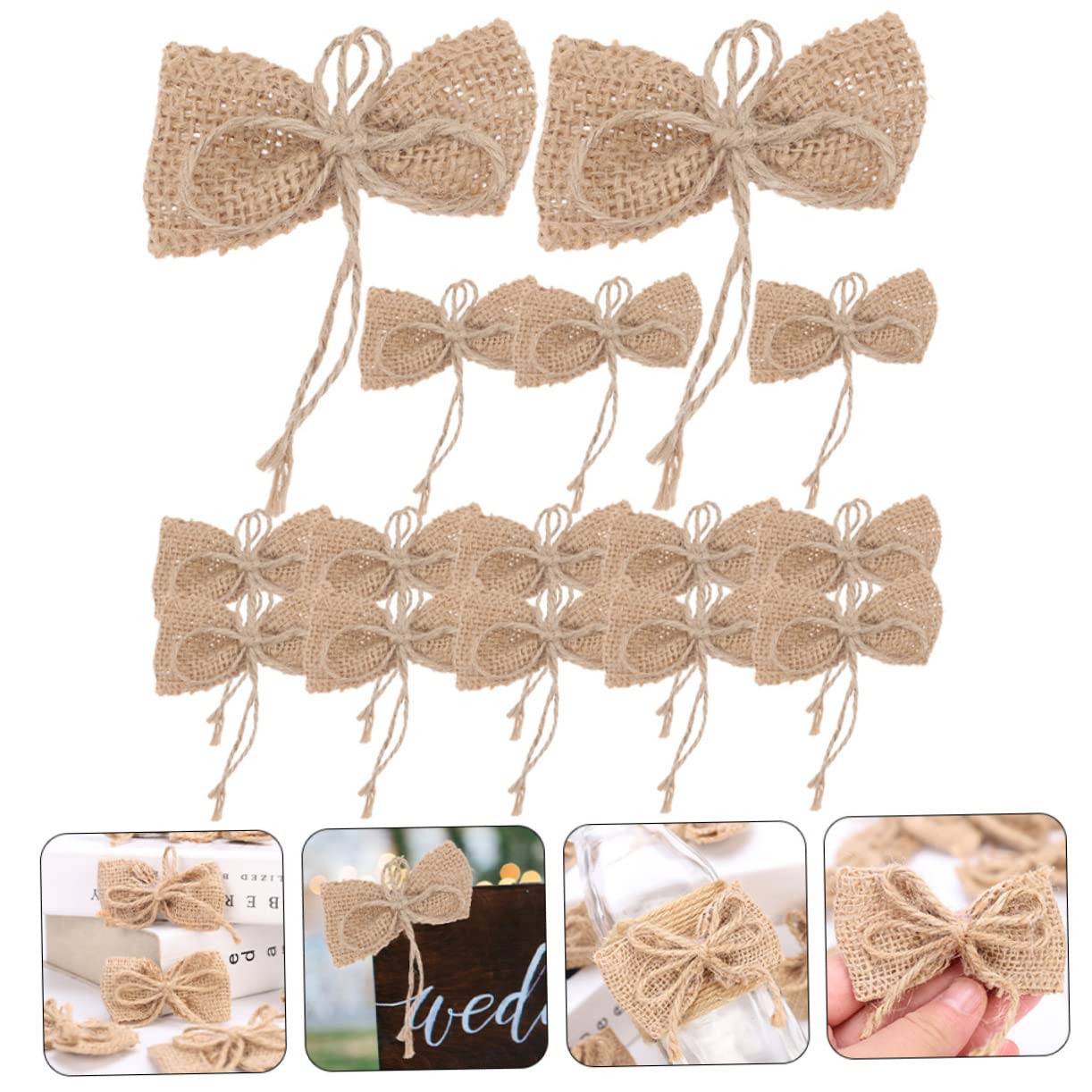 PRETYZOOM 75 Pz Fiocco di Juta Decorazioni Natalizie Decorazione Festa Piccoli Fiocchi di Juta Fiocco di Iuta Rustico Arredamento Ghirlanda Decorazione ' di Natale Fiocco Nuziale