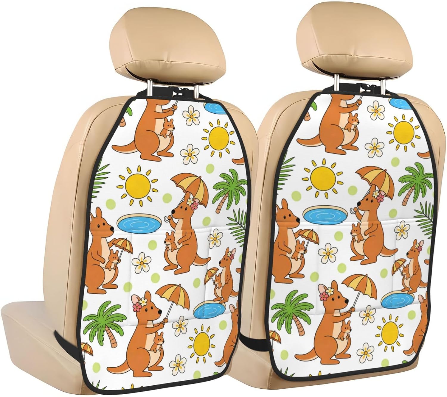 Anchor Green red Color Car Seat Back Kick Protector 2 Pack, 18.5x26.4 Inch Anti-Kick Pad, Waterproof Oxford Fabric Large Rear Seat Cover for Kids Pets Fits SUV Jeep Truck Sedan