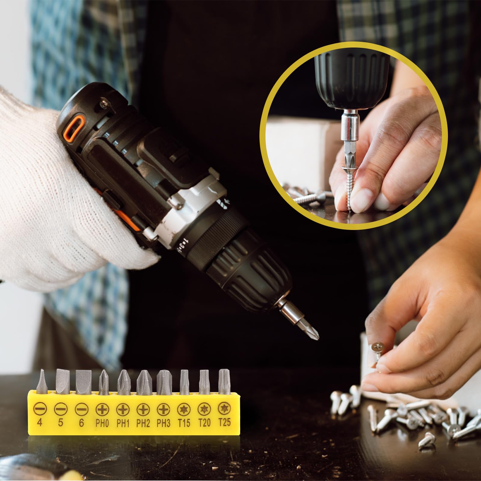 NVIYAM 14 Pezzi Trapano Mandrino Avvitatore Angolare Kit, 105 Gradi Prolunga Accessori Snodo Avvitatore, Prolunga Flessibile per Trapano Elettrico, Cacciavite a Angolo Retto