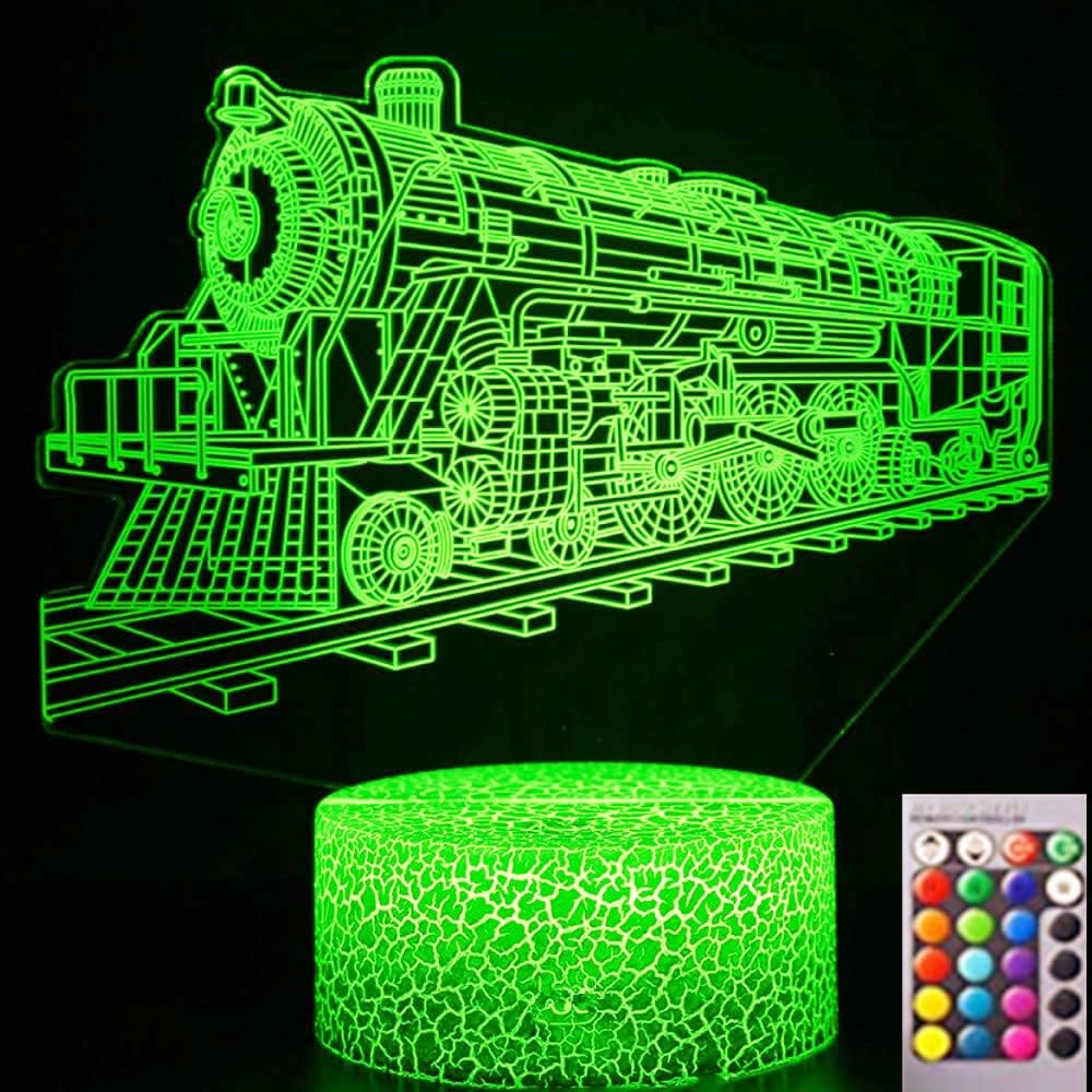 Jinson well 3D treno autobus auto lampada ottica illusione led luce notturna luce notturna 16 colori cambia tavolo decorazione lampade con base acrilica USB giocattolo