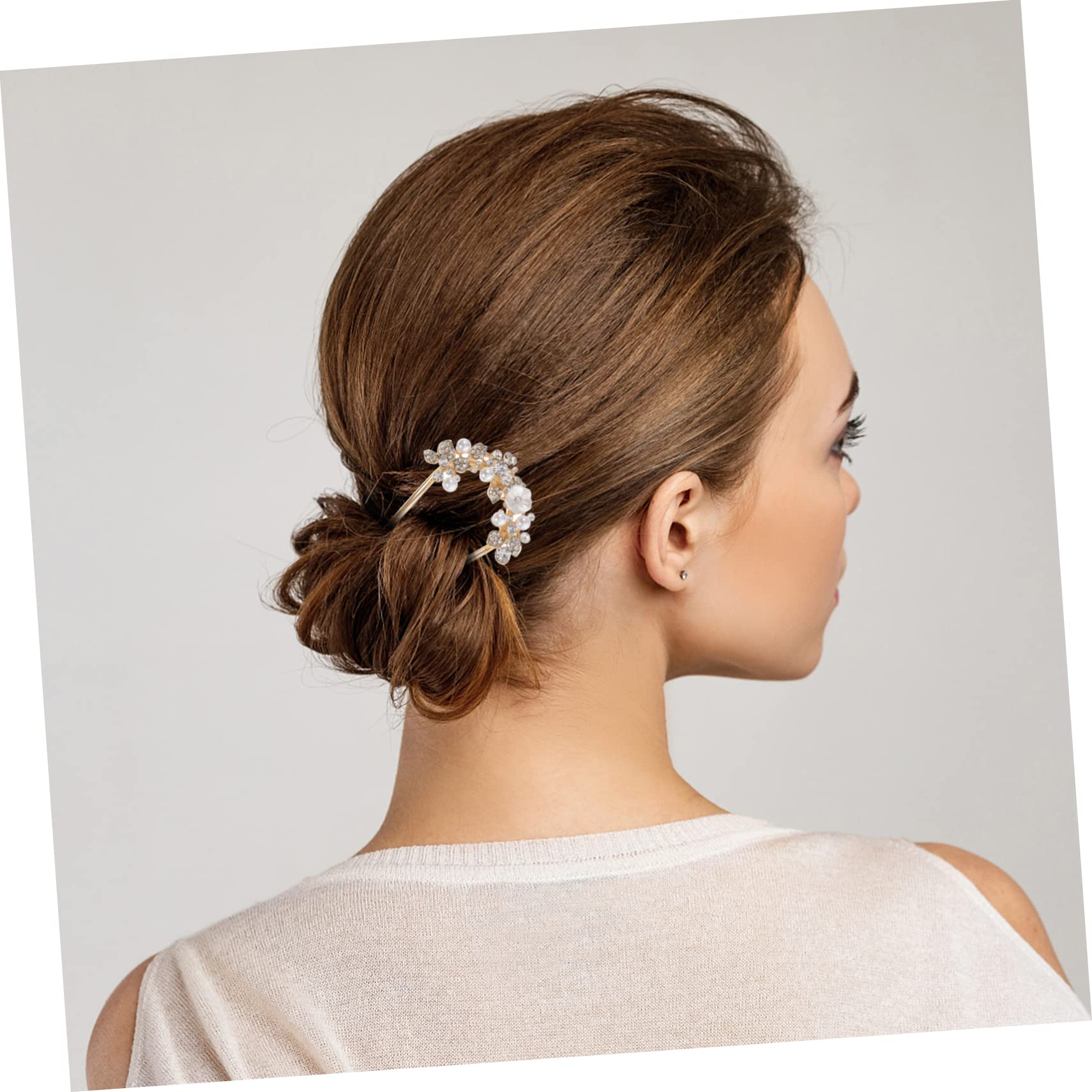 POPETPOP 5piezas Horquilla De Pelo De Perlas y Brillantes Para Moño Chic Horquilla Metálica Para Mujeres Accesorio De Peinado Elegante y Cómodo