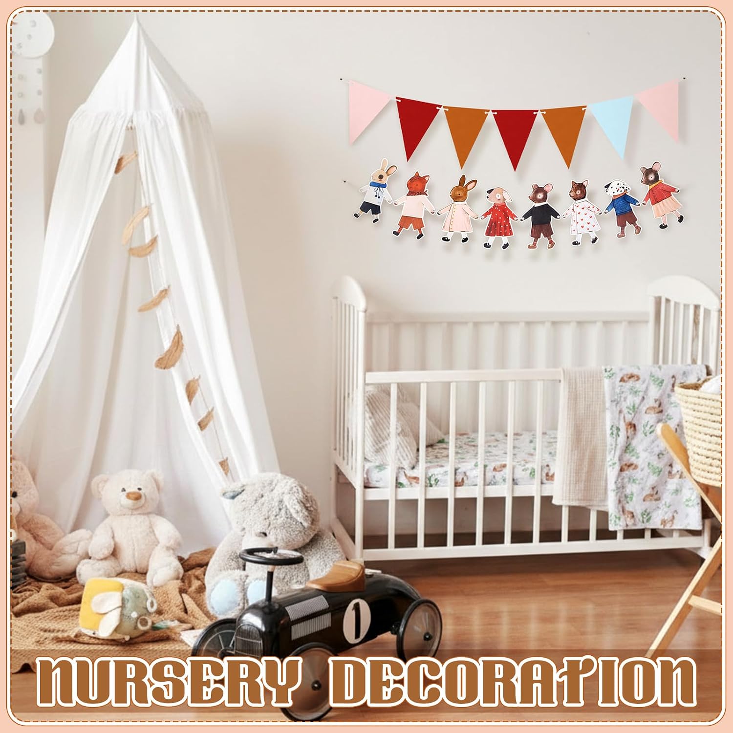 Motiskyy 2 Pcs Animal Paper Garland with Colorful Triangle Banner Flag 10 FT Animal Birthday Party Hanging Banner Garland Decorations for Baby Showers Festive Gatherings Nursery Room Decoration image 4