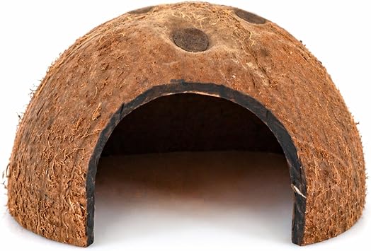 JOR Axolotl Cave, Coconut Shell Hideout and Resting Tunnel, Shelter for Pleco, Crabs, Fish, Turtles, Geckos, Tank Decor, 5 x 3, 1 Pc Per Pack