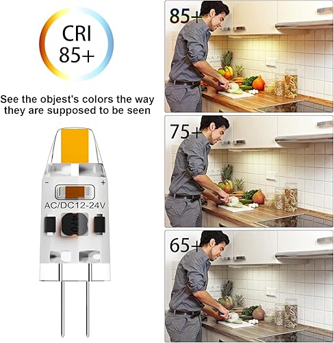 Miniatura 5 de Bombilla LED G4 de 1 W equivalente a 10 W T3 JC tipo Bi-Pin G4 bombilla halógena, ACDC 12V blanco cálido 3000K G4 bombilla para luz debajo del