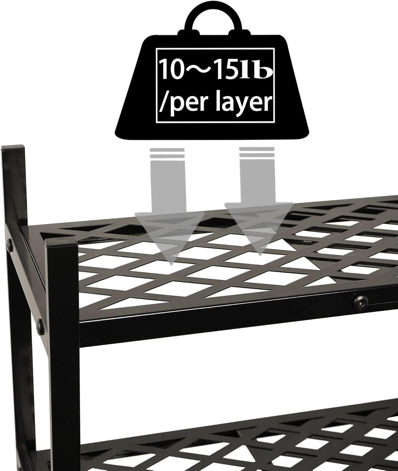 Shoe Rack, 4-Tier Long Shoe Rack, Stackable Shoe Storage Organizer Expandable Shoe Shelf Stand, Holds up to 25-30 Pairs of Shoes for Entryway, Garage, Front Door Entrance, Metal,45.6in Black