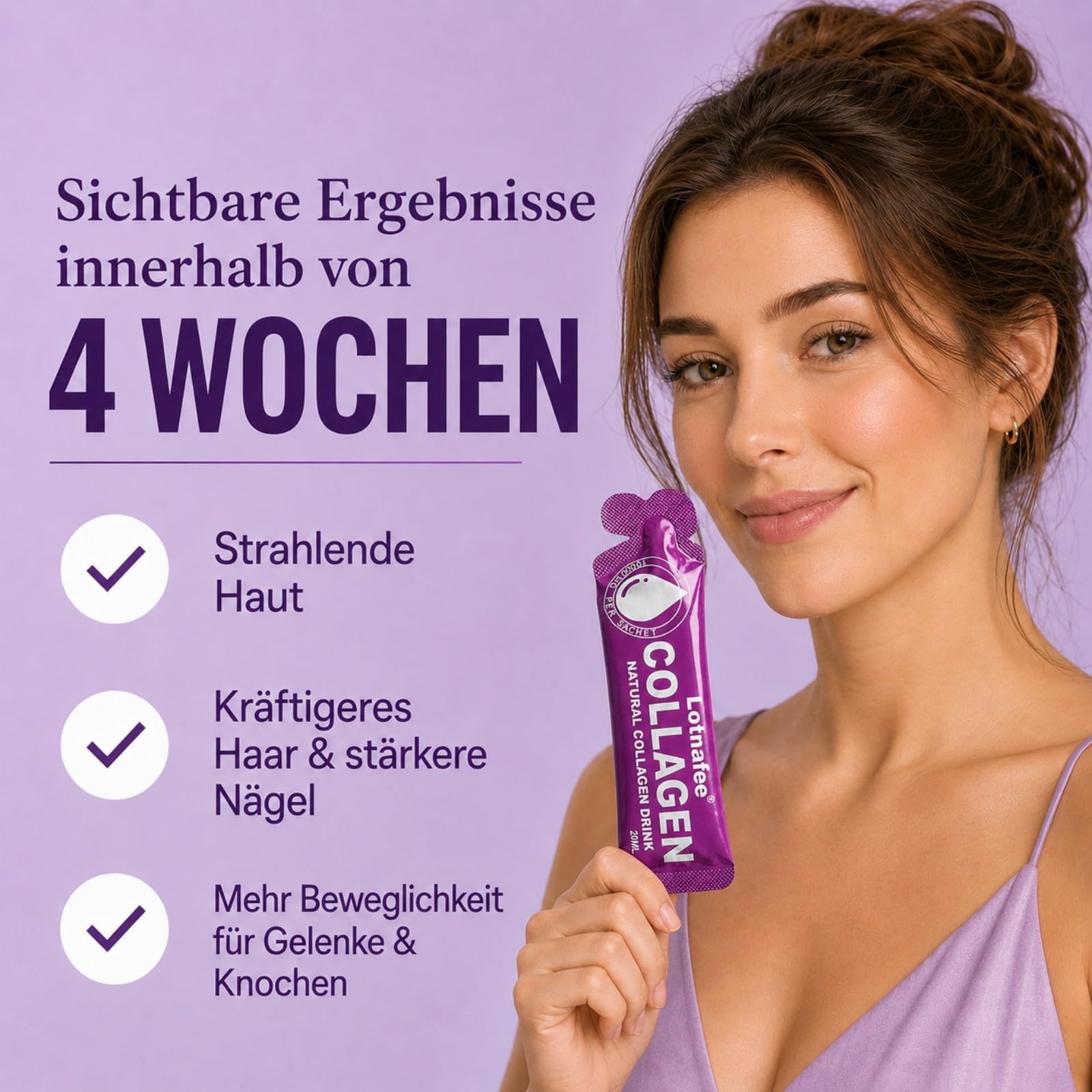 Kollagen Drink, 10.000mg Kollagen pro Flasche mit Vitamin C & Hyaluronsäure, 14 x 20ml In Beuteln zu trinken, Hydrolysierte Collagen Peptide Für Haare, Haut, Nägel und Gelenke, Mango