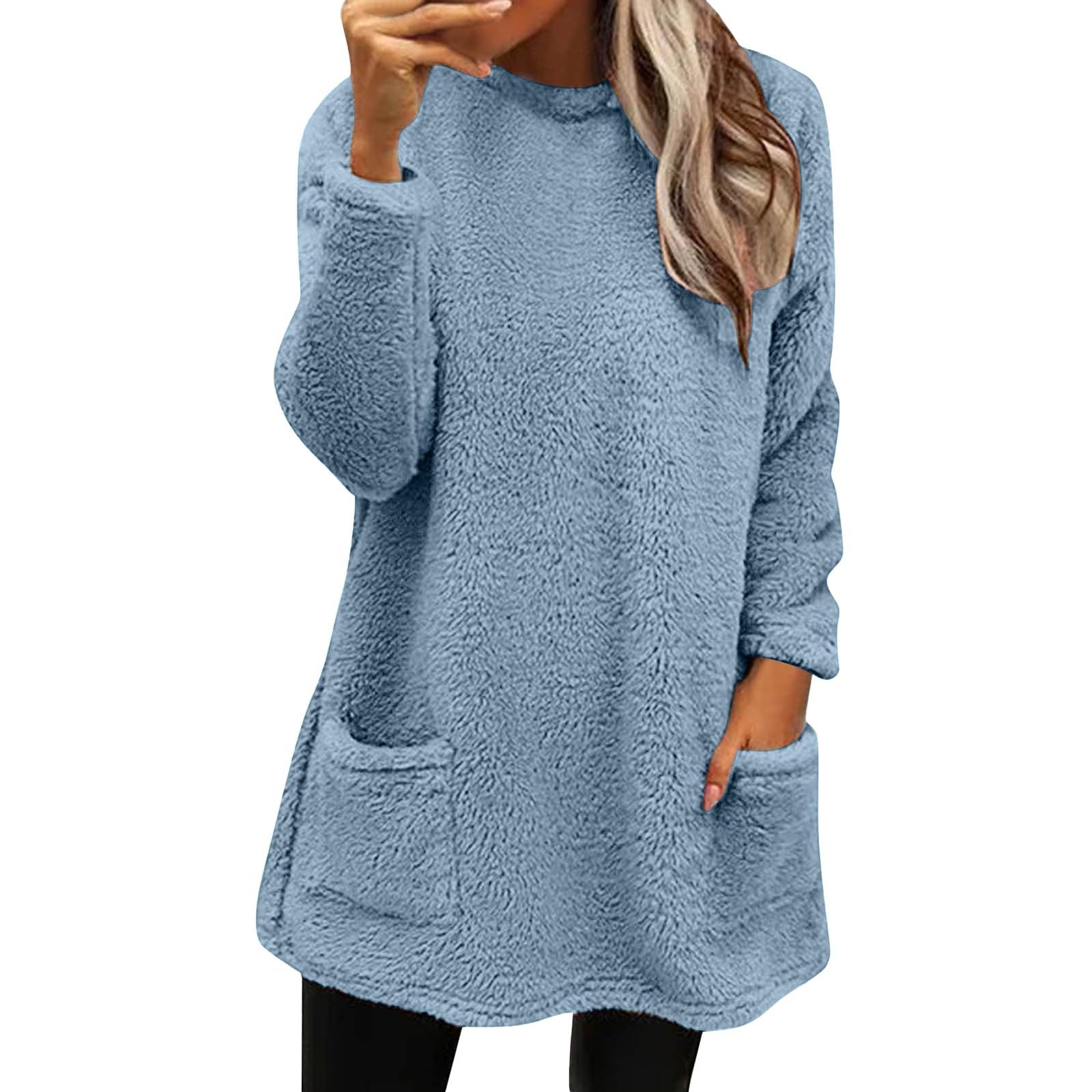 TICTICMIMI Felpe girocollo in pile da donna oversize a righe a