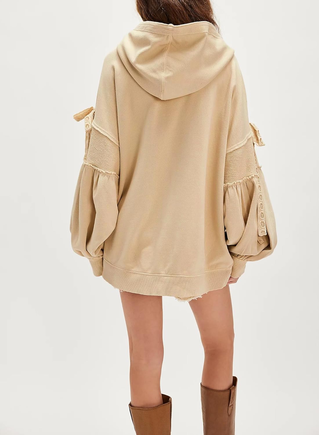 Womens Open Front Oversized Sweatshirt Loose Fit Teen Girls Preppy Long Sleeve Y2k Going Out Coat With Pockets - Image 2