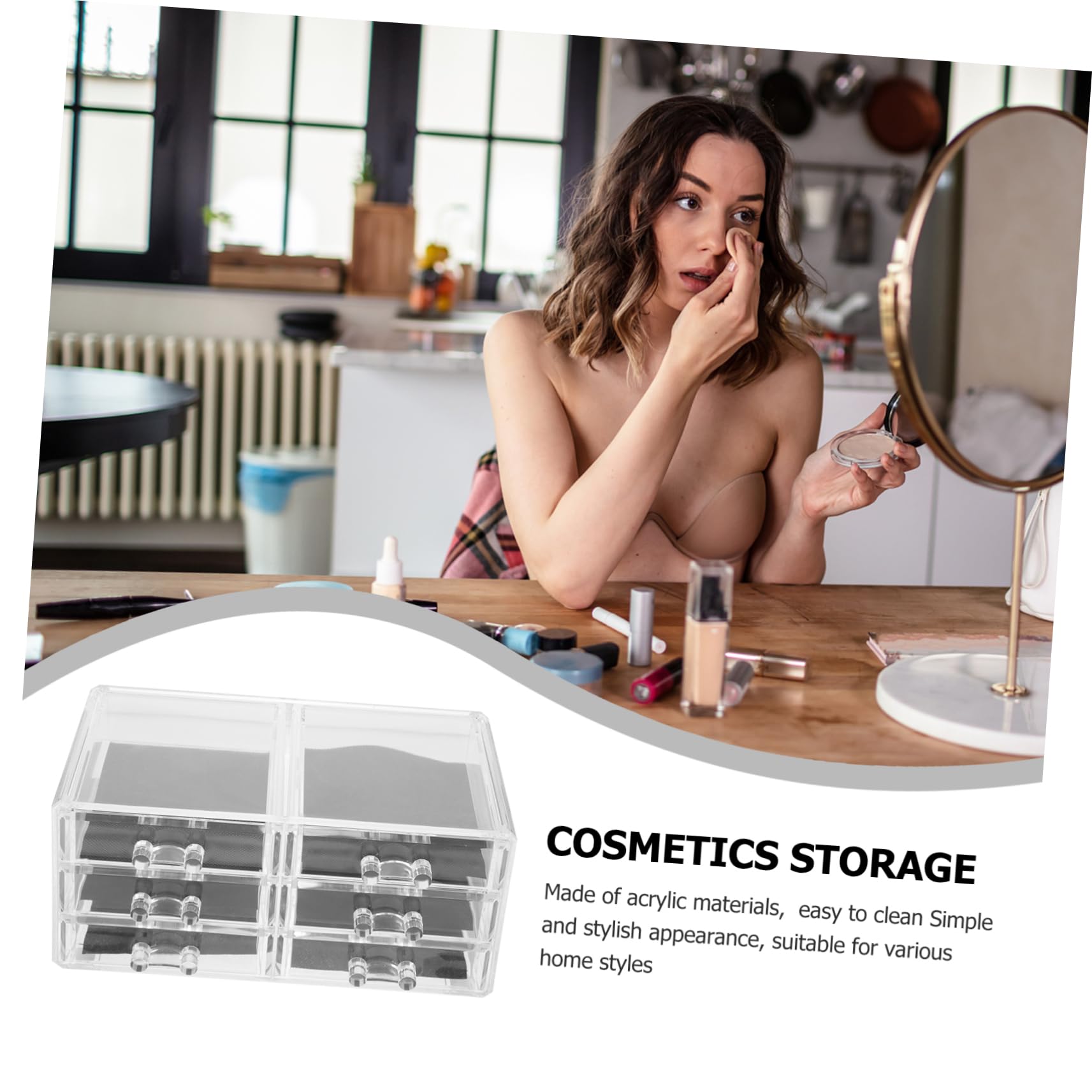 Transparent Organisateur de Maquillage Tiroirs en Acrylique, Grand