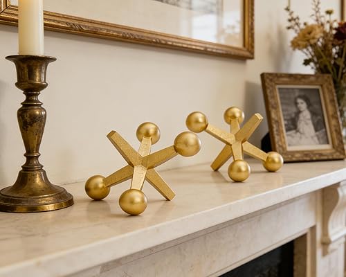 Miniatura 3 de Retro Jack Knick Knacks Gold Accent Decor Set de 2 pequeños objetos decorativos antiguos para el hogar, dormitorio, oficina, estante, escritorio,