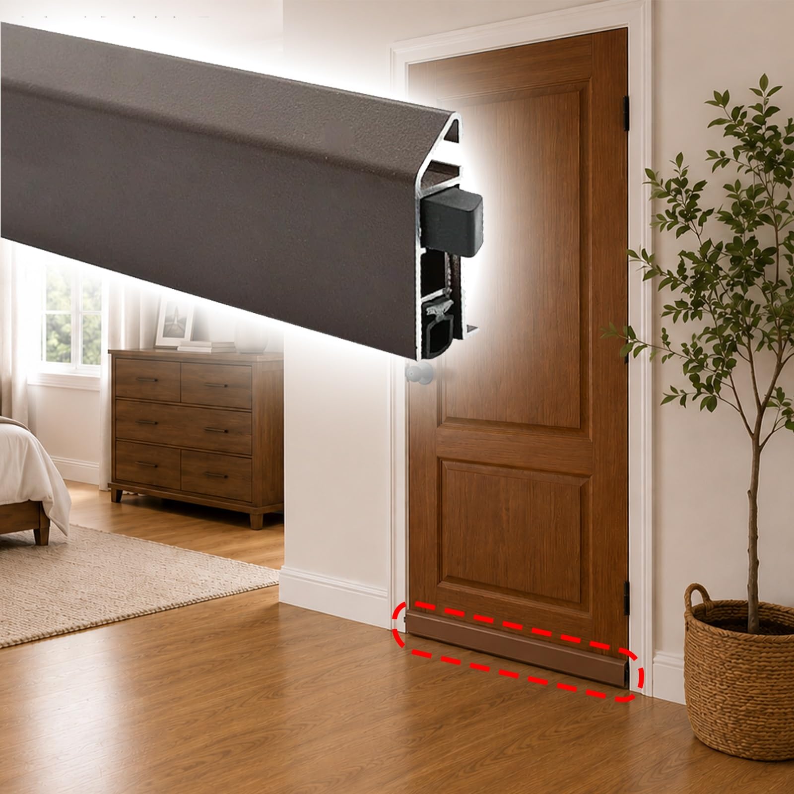 Sello puerta desplegable automático contra roedores e infiltraciones de lluvia (129cm)