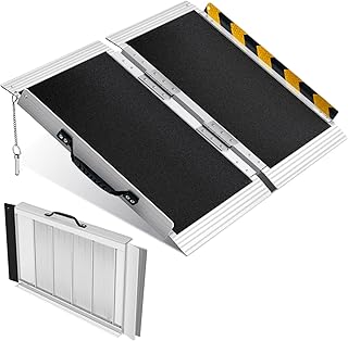 Portable Wheelchair Ramp, 2Ft Non-Skid Aluminum Handicap Ramps with Handle, Folding Threshold Wheel Chair Ramp for Home St...