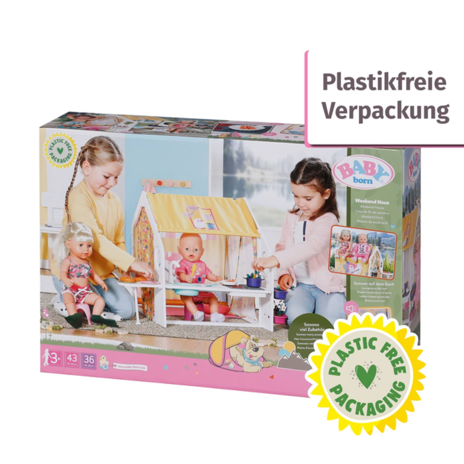 BABY born, Puppenhaus, BABY born Weekend Haus mit Licht - und Soundfunktion, öffenbare Seitenteile, Waschbecken, Grill und viel Zubehör, 832752, Zapf Creation