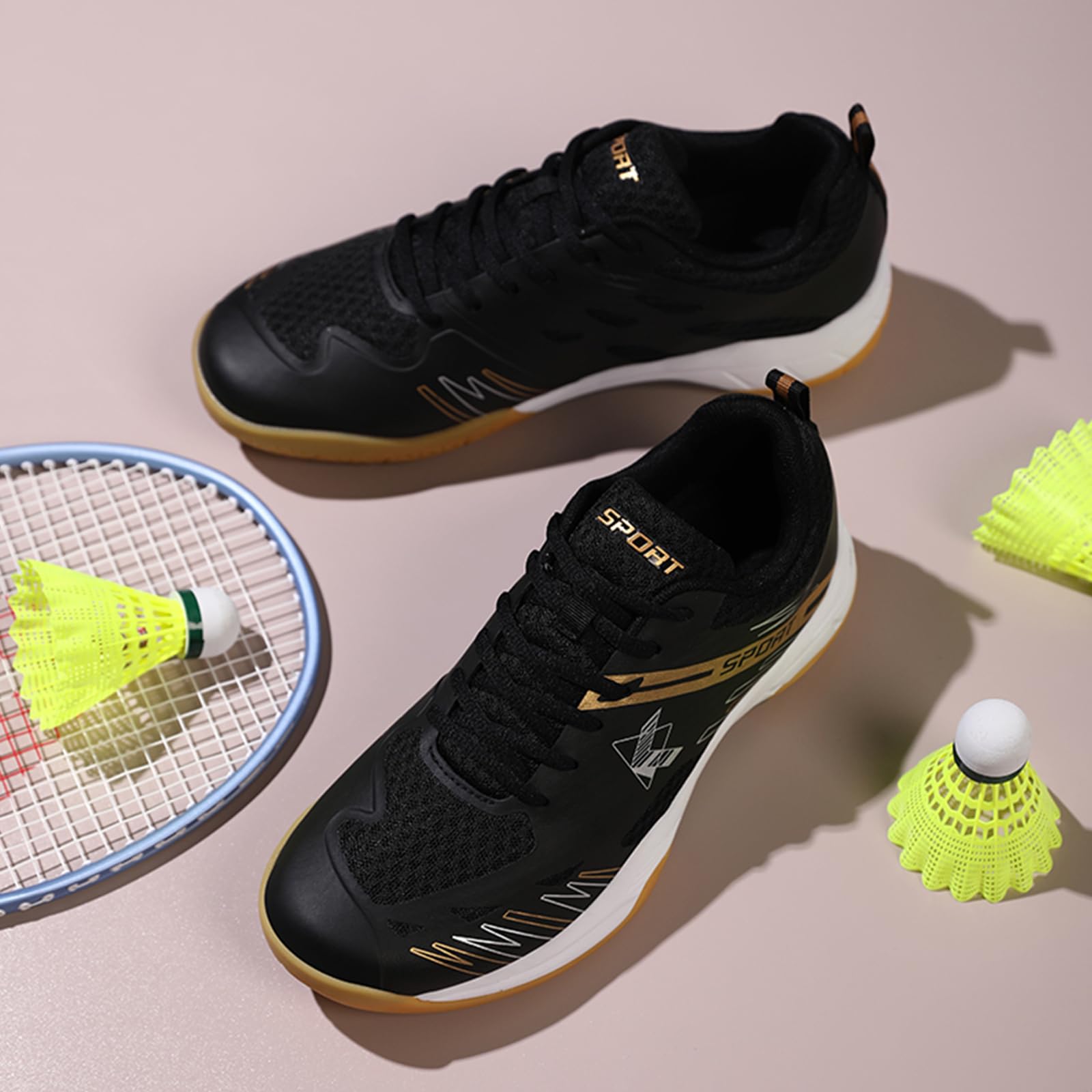 NGARY Chaussures de Badminton Respirantes pour Hommes et Femmes, Baskets de Raquette de Pickleball, de Squash, de Volley-Ball, d'entraînement sur Terrain intérieur et extérieur