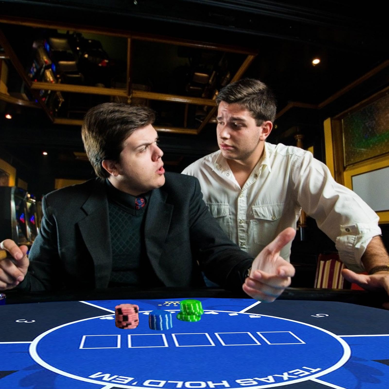 Pokermatte - Runde Tischmatte Poker | Wasserdichte Pokermatte | Tragbare Tischspielmatte fürs Auto mit Tragetasche | Pokermatte mit starken Kanten | Texas Hold 'Em Gummimatte für Familienspielabende