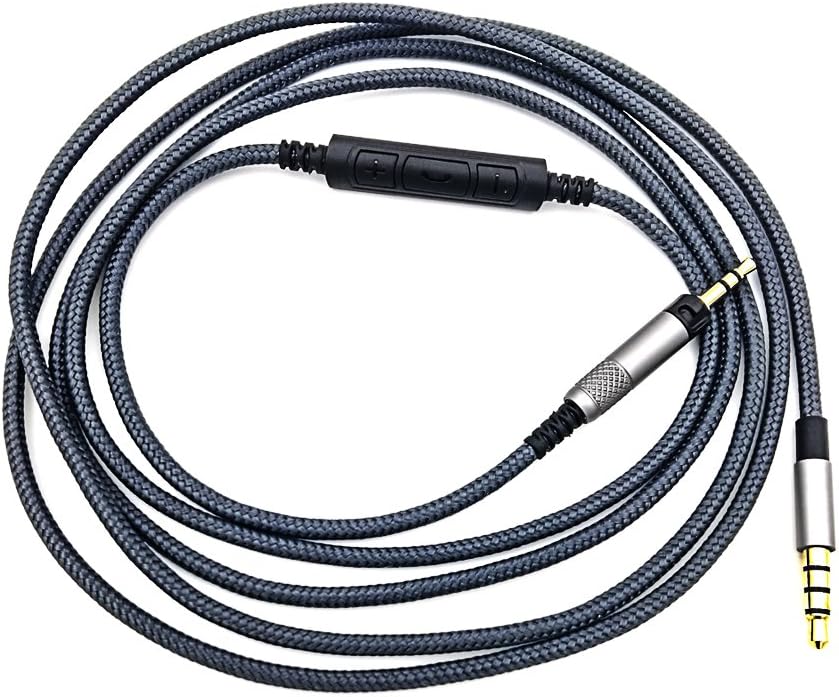 Audio cable with in-Line Mic remote volume Compatible with Audio Technica ATH-M50x, ATH-M40x, ATH-M70x Headphones and compatible with Samsung Galaxy Huawei Android