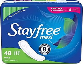 Stayfree Maxi Super Long Wingless Reliable Protection and Absorbency Pads For Women, 48 Count (Pack of 1)